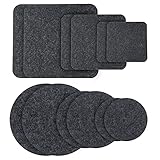 12 Black Felt Coasters - Absorbent Drink Coasters, DIY Set (Round, Square) - 4/6/8 Inch