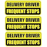 3 PCS Delivery Driver Car Magnet, Frequent Stops Car Magnet Delivery Magnetic Car Door and Bumper Sign, High Reflective Waterproof Weather-Resistant Yellow/Black