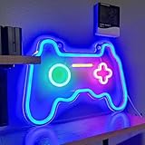 MEDE Dimmable Game Neon Sign, Glass Gaming Neon Light Sign Powered by USB with Switch, Blue Led Light Sign for Bedroom Wall Decor Game Room Party Decoration
