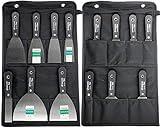 7 Piece Stainless Steel Wallpaper Scraper and Paint Tool Set With Filling Knives, Spackle Drywall Joint Filler, Putty Knife for Plastering Walls - Includes Tool Bag, Hand Tools Gifts for Men