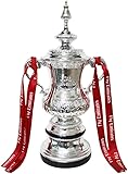 Generisch Replica of The Football FA Cup Trophy with Ribbon, Resin Electroplated Silver Hollow Football Trophy Fan Souvenir Collection Gifts Office Decorations (18 cm)