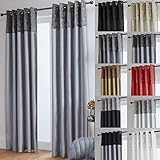 John Aird Crushed Velvet Band Faux Silk Eyelet Curtains (Grey/Silver, 46" Wide x 72" Drop)