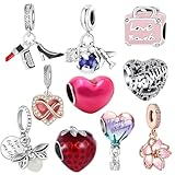 10 Pcs Sparking Silver Charms for Pandora Bracelet and Necklace - Cubic Zirconia Metal DIY Jewelry Making and Crafting