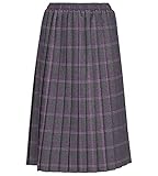 KENTEX ONLINE Womens Pleated Skirt Tartan Check Ladies 27" Box Pleated Elasticated Waist Waistband Skirts 27" Length Knee Length (XX-Large (24-26), Purple/Grey)