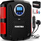 FORTEM Car Tyre Inflator 150 PSI, Air Compressor, 230V AC 12V DC Electric Air Pump for Car Tires, Digital Tire Pump w/Auto Pump/Shut Off, Carrying Case