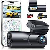 GKU 4K Dash Cam Front and Rear, 5GHz WiFi GPS, Dual Car Camera, 1.5” IPS Mini Dashcam for Cars with 64GB SD Card, 24H Parking Mode, Night Vision, WDR, 170° Wide Angle, G-Sensor, App Control, Max 256GB