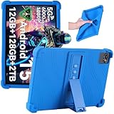 Junfire Silicone Case for TABWEE T80 10.5 inch / T80 2.0 10.1 inch Android 15 Tablet 2025, Case for TABWEE T80 / Blackview Tab 70/30/8/7 WIFI 10.1 inch 2024/2023 Tablet with Kickstand, Blue