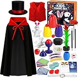 Kids Magic Set - Magic Tricks-with Magic Hat & Instruction & Magician Costume for Kids Pretend Play, Toys for 6 7 8 9 10 11 12 Year Old Boys Girls Gifts