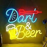 CoolGift Mart Beer Darts Neon Light, Dimmable LED Neon Wall Sign USB Powered, Decorations for Bedroom Man Cave Bar Club, Gift for Beer Darts Game Lovers