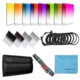 Fotover 14 PCS Square Filter Kit Graduated ND Filters Color lens filter Set for Cokin P Series with Adapter Rings(49-82mm) Filter Holder Lens Cleaning Pen and other accessories for DSLR Cameras