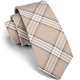 Gusleson 2.8"（7cm） Plaid Necktie Tartan Woven TR Material Beige Tie (UK0910-23)