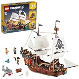 LEGO 31109 Creator 3in1 Pirate Ship Toy with Inn & Skull Island, Gift for Kids, Boys & Girls age 9 Plus Years Old with Minifigures and Shark Figure