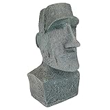 Design Toscano Easter Island Ahu Akivi Moai Monolith Garden Statue, Large 61 cm, Polyresin, Grey Stone