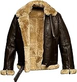 Genuine Shearling RAF Aviator Brown B3 Jacket - Premium Sheepskin Leather Bomber Jacket (UK, Alpha, M, Regular, Regular, Brown)