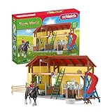 SCHLEICH FARM WORLD — 42485 Horse Stable Play Set, 82-Piece Barn Play Set with Horses, Small Farm Animals, Tools and Farmer Figurines, Farm Toys for Kids Ages 3+