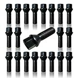 BIMECC Set of 20 Alloy Wheel Bolts for VW Transporter T5 | T6 - M14x1.5-33mm Thread Length - Taper - Black - For use with AFTERMARKET Alloy Wheels ONLY - DO NOT USE WITH OE VW ALLOYS OR STEELS