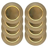 Daniel James Metallic Charger Plates - 33cm Round Reusable Dining Table Setting Plates for Christmas Party, Celebration, Weddings & Table Décor Placemat - Gold Diamond, Pack of 8