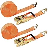 YOUNTHYE 2x5000Kg Heavy Duty Ratchet Straps, 50MM x 6M Ratchet Strap with Hooks, Metal Ratchet Tie Down Straps Adjustable Tensioning Belts Lashing Strap for Luggage, Motorcycle, Cargo, Trailer