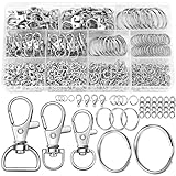 JOLCEEY 275pcs Keyring Clip with Key Rings, Lanyard Keychain Clip Hooks Swivel Lobster Clasp Keyring with Split Key Ring Hoop for Keys Bags Jewellery Making Hanging Crafts