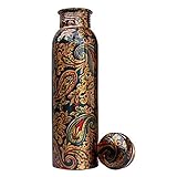 PR INTERNATIONAL Copper Printed Water Bottle Green Designer Copper Bottle 900ML