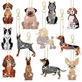 Junkin 12 Pcs Cross Puppy Diamond Painting Keychains 5d Double-Sided Painting Keychains Dog Diamond Kits DIY Key Ring Pendant for Beginners Adults Crafts Ornament(Puppy)