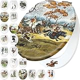 Fun Novelty Toilet Seat Soft Close,Top & Bottom Fixing, Printed On 3 Surfaces With Thelwell Equestrian Art. Traditional Country Lifestyle Fox & Hound, Horse Riding Home Gift Idea For Friends & Family.
