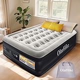 OlarHike Inflatable Mattress, Air Bed, Double Airbed with Built in Pump, Blow Up Mattress, Folding Guest Bed Self Inflating with Flocked Surface for Camping and Home Use, 190cm x 140cm x 46cm (Black)