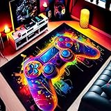 Funvalley Surperfect Gaming Rug For Boys Bedroom,Boys Rug With 3D Printed Game Gamepad,Gaming Area Rugs For Living Room Playroom,Washable Non-Slip Carpet Decor