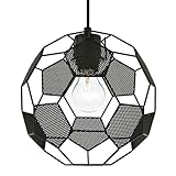Happy Homewares Modern Matte Black Football Soccer Pendant Lamp Shade with Laser Cut Holes | 25cm x 25cm | Perfect Room Addition for Any Football Fan