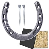 Horse Shoe,Decorative Cast Iron Horseshoe,Horseshoe Gift,Horseshoe Gift Set,Horseshoe Lucky Talisman,Bring 2 Horseshoe Nails,Gift for Birthday,Christening,Wedding,Promotion,11 * 11.5 * 0.85cm