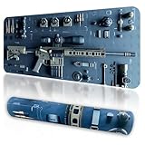 AUOQZ Large Gaming Mouse Pad with Military Weapons Style Cool Big Desk Mouse Pad for Men's Laptops and Desktops Extended Non-Slip Gaming Accessories Long Desktop Mats（11.81 * 31.5inch）