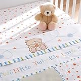 Forever Friends Little Star Printed 2 Pack Baby Boy Cot/Cot Bed Sheets, Izziwotnot