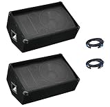 2 x Omnitronic Wedge Foldback Monitor Speaker 12” 600W & 2 x Speaker Leads