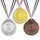 3 Pieces Number Medals, Gold Silver Bronze Award Medals with Ribbon Winner Awards 1st 2nd 3rd Metal Medals for Children, Olympic Style Winner Medals for Sports Day Prizes Party Favours Office Games