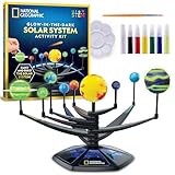 NATIONAL GEOGRAPHIC Glow-in-the-Dark Solar System Model Kit for Kids - Build & Paint a 3D Planetary Model with Movable Arms, STEM Projects for Kids Ages 8-12, Space Themed Bedroom Décor