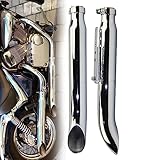 1 Pair Motorcycle Exhaust Muffller Pipe For Harley For Suzuki VL 125 800 1500 Intruder Bobber Chrome Tapered Turn Out Iron Silencer Accessories (Color : Chrome)