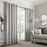 Appletree Boutique - Cassina - Jacquard Pair of Eyelet Curtains - 66" Width x 90" Drop (168 x 229cm) in Silver