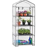 Christow Mini Greenhouse 4 Tier, Reinforced Four Shelf Growhouse, Portable Heavy Duty Garden Grow House, 5ft 2in x 2ft 2in x 1ft 6in