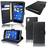 Mobile Stuff Sony Xperia L1 Leather Case, [Wallet Stand][Slim Fit] Heavy Duty Protective Shock Resistant Flip Cover Wallet Case for Sony Xperia L1 / G3311 / G3312 / G3313 (5.5") (Black)