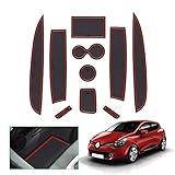 [UK Right Hand Drive] GAFAT Renaul-t Clio 4 2013-2019 Non-Slip Mats, Clio 4 Rubber Mats for Centre Console Armrest, Drink Holder, Door Seam (Red)