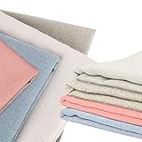 XCOZU 4 Pcs Natural Linen Embroidery Fabric, Cross Stitch Cloth Material for Making Garment, Craft, Needle Work and DIY Decoration (4 Colors, 50x50cm)