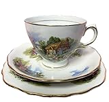 Royal Vale Country Cottage Bone China Cup, Saucer & Tea Plate Trio Set