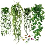 BELICOO Artificial Hanging Plant, 4 Pack Fake Plants with Pots, Hanging Artificial Plants Indoor, Fake Ivy Faux Plant for Indoors Outdoor Room Office Patio Wall Decor