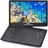 YOOHOO 16.9'' Portable DVD Player with 14.1'' Large Swivel Screen, DVD Player Portable with Rechargeable Battery,Mobile DVD Player for Kids,Sync TV, Support USB SD Card with Car Charger(Black)