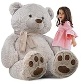 The Magic Toy Shop Giant Teddy Bear with Scarf – Huge 130cm Soft Plush Toy, Big Cuddly Teddy, Adorable Large Stuffed Animal - Great Gift for Kids, Girlfriend, Birthdays, Christmas & Valentine’s Day