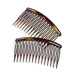 Manicare Side Combs, Pack Of 2, Tortoiseshell Finish, Plastic French Twist Pleat Combs, Hair Slides, Strong Hold Hair Clips, Hair Accessories, Suitable For All Hair Types And Lengths
