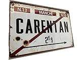 Vintage Metal Sign Carentan - French Street Sign in WWII Style - World War II Wall Decoration - 30 x 20 cm War Sign
