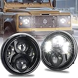MOVOTOR 7inch Led Headlight with High Low Beam MOT Approved Led Headlamp Compatible with Defender 90 110 Miata mx5 mk1 Jeep Wrangler JK TJ CJ Hummer H1 H2
