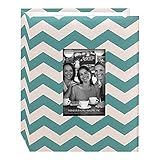 Pioneer Photo Albums CHEV-100 Chevron Fabric Frame Photo Album with 100 Pockets Hold, 4 x 6, Aqua/White
