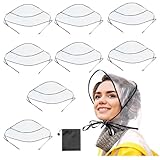 AYNKH 8 Pieces Rain Bonnet, Visor Clear Plastic Hat Waterproof Cover Protect Hairstyle Adjustable Cap Reusable for Outdoor Rainy Day Unisex